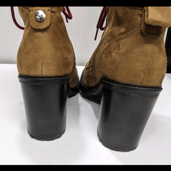 Nine West Peer 2 Sherpa Cuff Ankle Boots 9 M Construction Boot Look Heeled - Picture 13 of 14